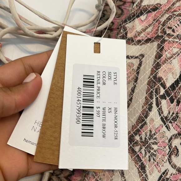 NWT HEMANT & NANDITA Noor Printed Lace-Up Maxi Dress Size XS - Picture 6 of 11